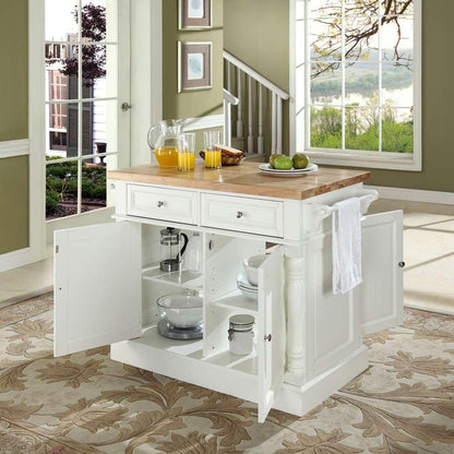 Crosley Furniture - Butcher Block Top Kitchen Island in White Finish - KF30006WH veiw 5