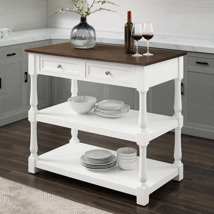 Crosley Furniture Caitlyn Wood Top Kitchen Island White/Dark Brown - CF3037BR-WH veiw 1
