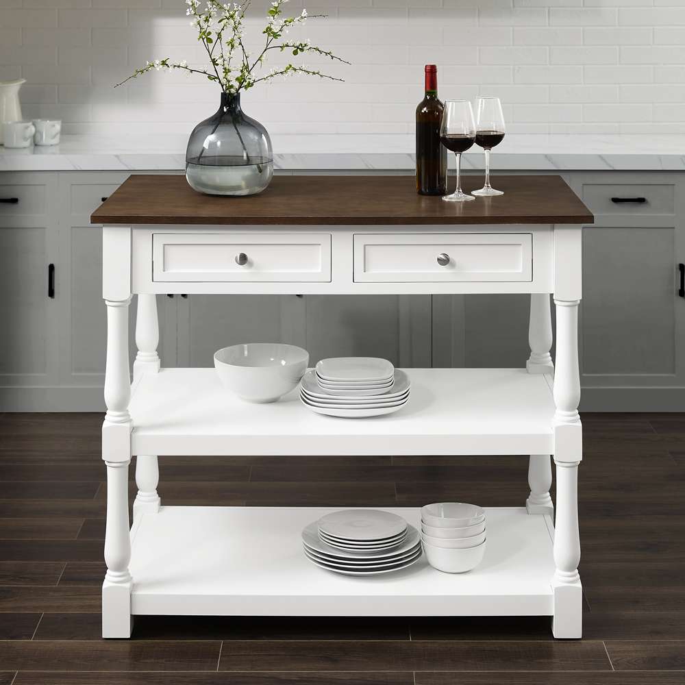 Crosley Furniture Caitlyn Wood Top Kitchen Island White/Dark Brown - CF3037BR-WH veiw 2