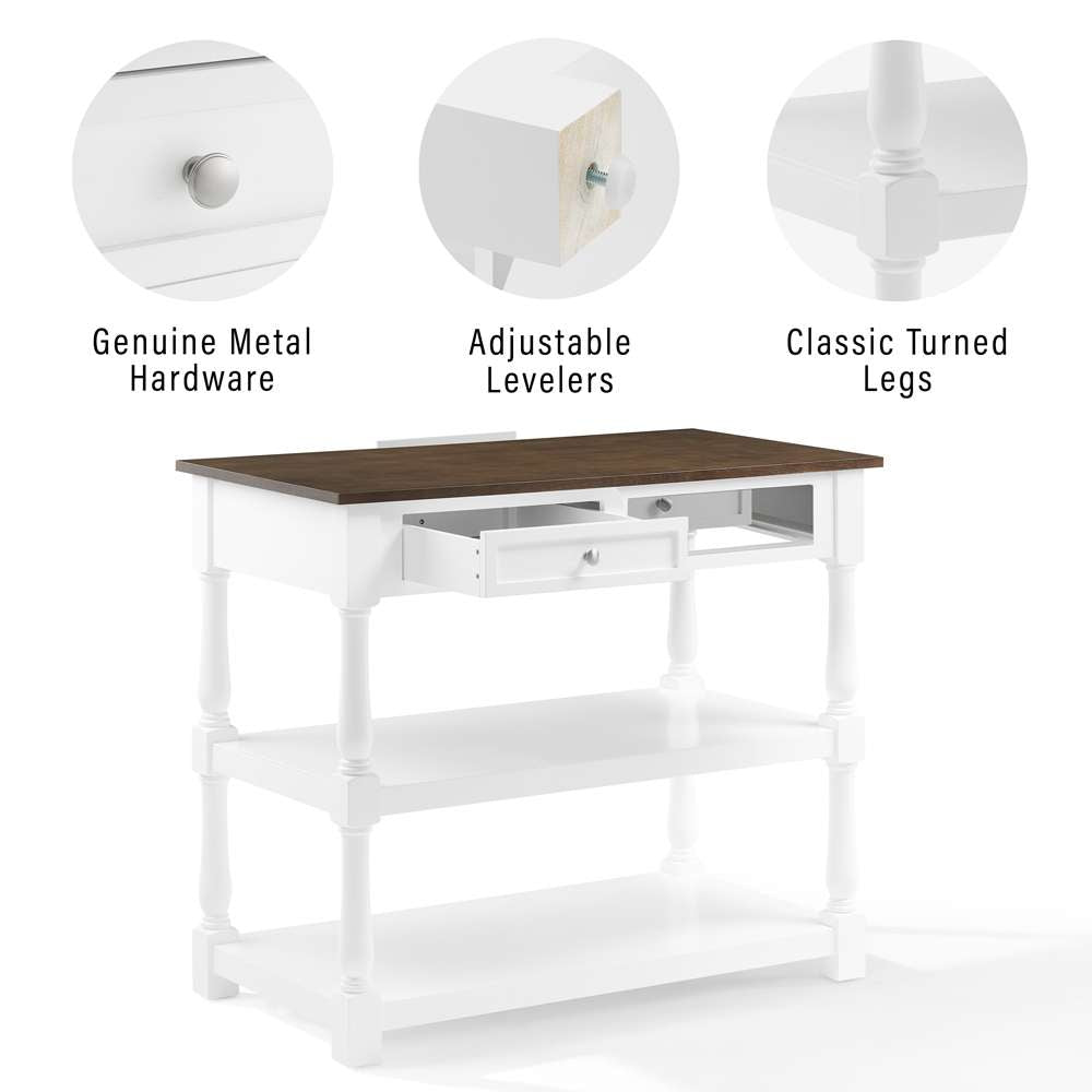 Crosley Furniture Caitlyn Wood Top Kitchen Island White/Dark Brown - CF3037BR-WH veiw 4