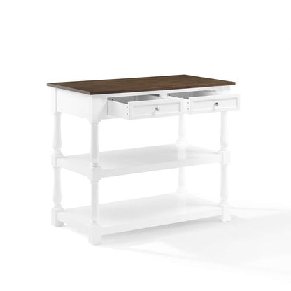 Crosley Furniture Caitlyn Wood Top Kitchen Island White/Dark Brown - CF3037BR-WH veiw 10