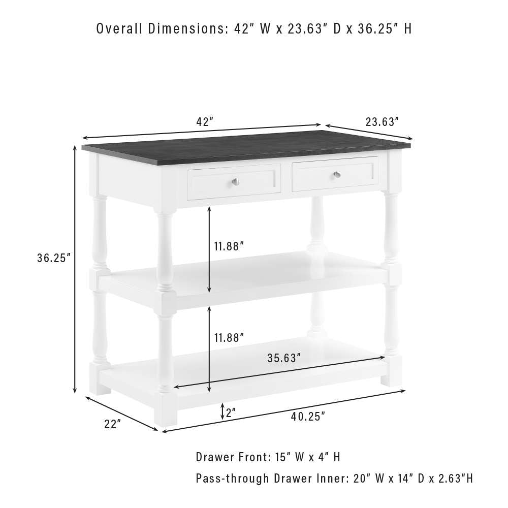 Crosley Furniture Caitlyn Wood Top Kitchen Island White/Dark Brown - CF3037BR-WH veiw 11