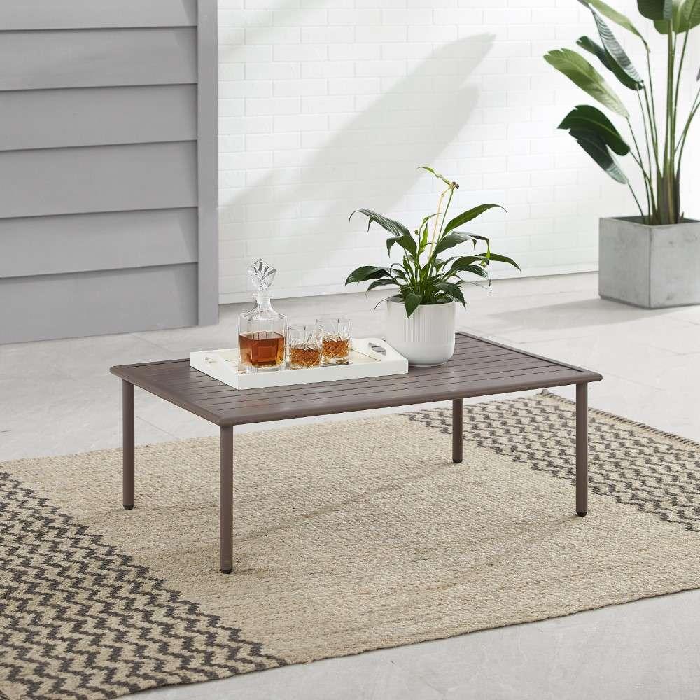 Crosley Furniture - Cali Bay Outdoor Metal Coffee Table Light Brown - CO6234-LB_CLOSEOUT veiw 1