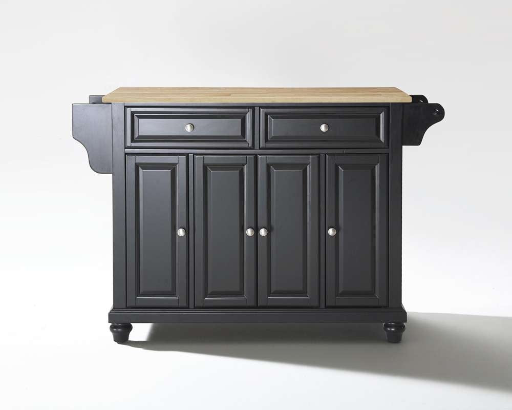Crosley Furniture - Cambridge Natural Wood Top Kitchen Island in Black Finish - KF30001DBK veiw 1