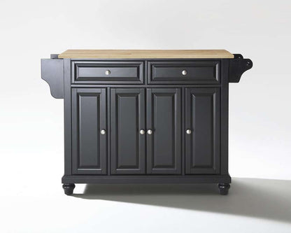 Crosley Furniture - Cambridge Natural Wood Top Kitchen Island in Black Finish - KF30001DBK veiw 1