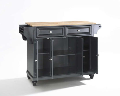 Crosley Furniture - Cambridge Natural Wood Top Kitchen Island in Black Finish - KF30001DBK veiw 2