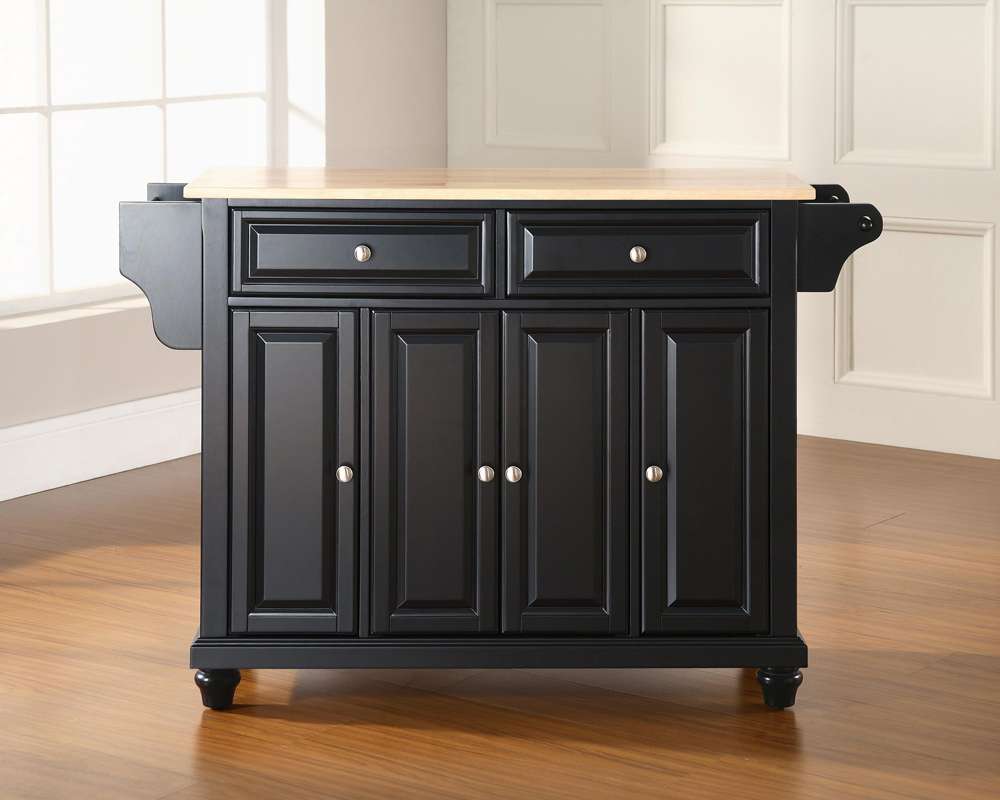 Crosley Furniture - Cambridge Natural Wood Top Kitchen Island in Black Finish - KF30001DBK veiw 4