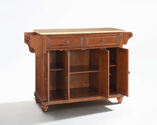 Crosley Furniture - Cambridge Natural Wood Top Kitchen Island in Classic Cherry Finish - KF30001DCH veiw 2