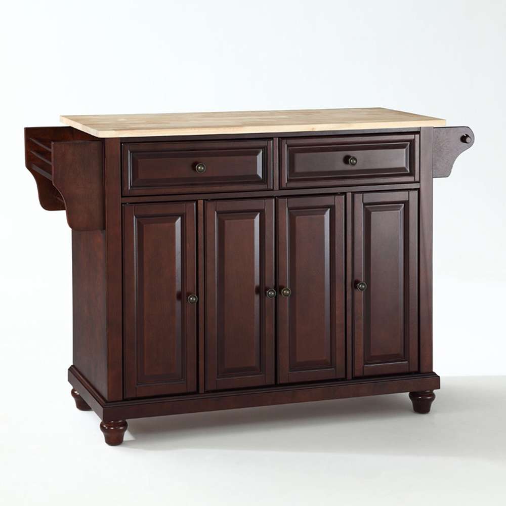 Crosley Furniture - Cambridge Natural Wood Top Kitchen Island in Vintage Mahogany Finish - KF30001DMA veiw 1