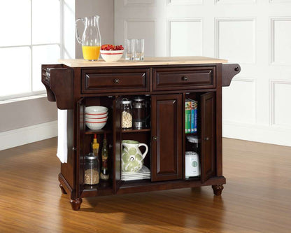 Crosley Furniture - Cambridge Natural Wood Top Kitchen Island in Vintage Mahogany Finish - KF30001DMA veiw 3