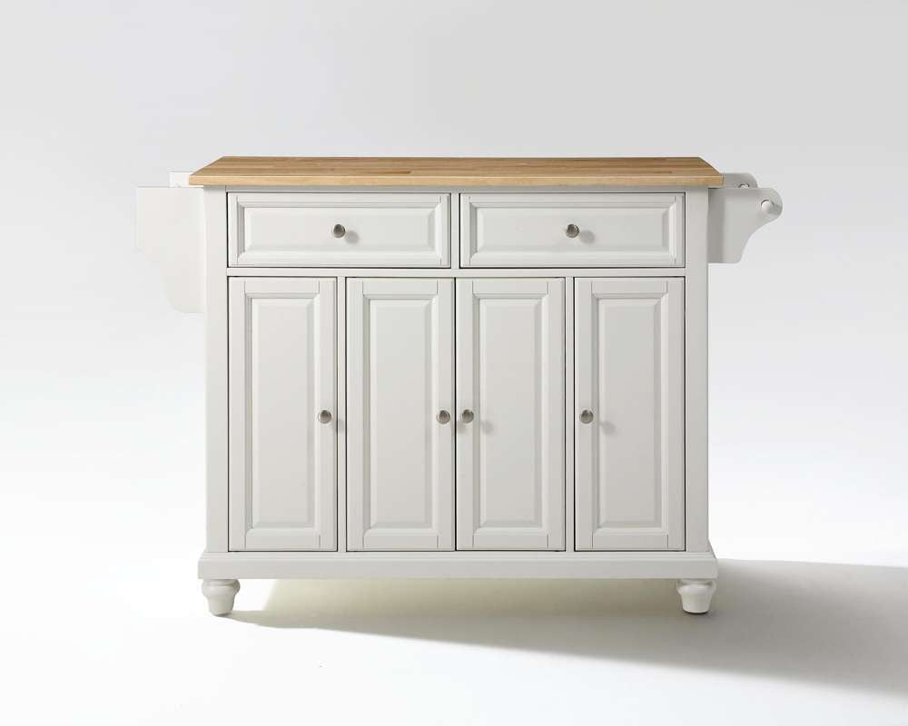Crosley Furniture - Cambridge Natural Wood Top Kitchen Island in White Finish - KF30001DWH veiw 1
