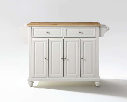 Crosley Furniture - Cambridge Natural Wood Top Kitchen Island in White Finish - KF30001DWH veiw 1