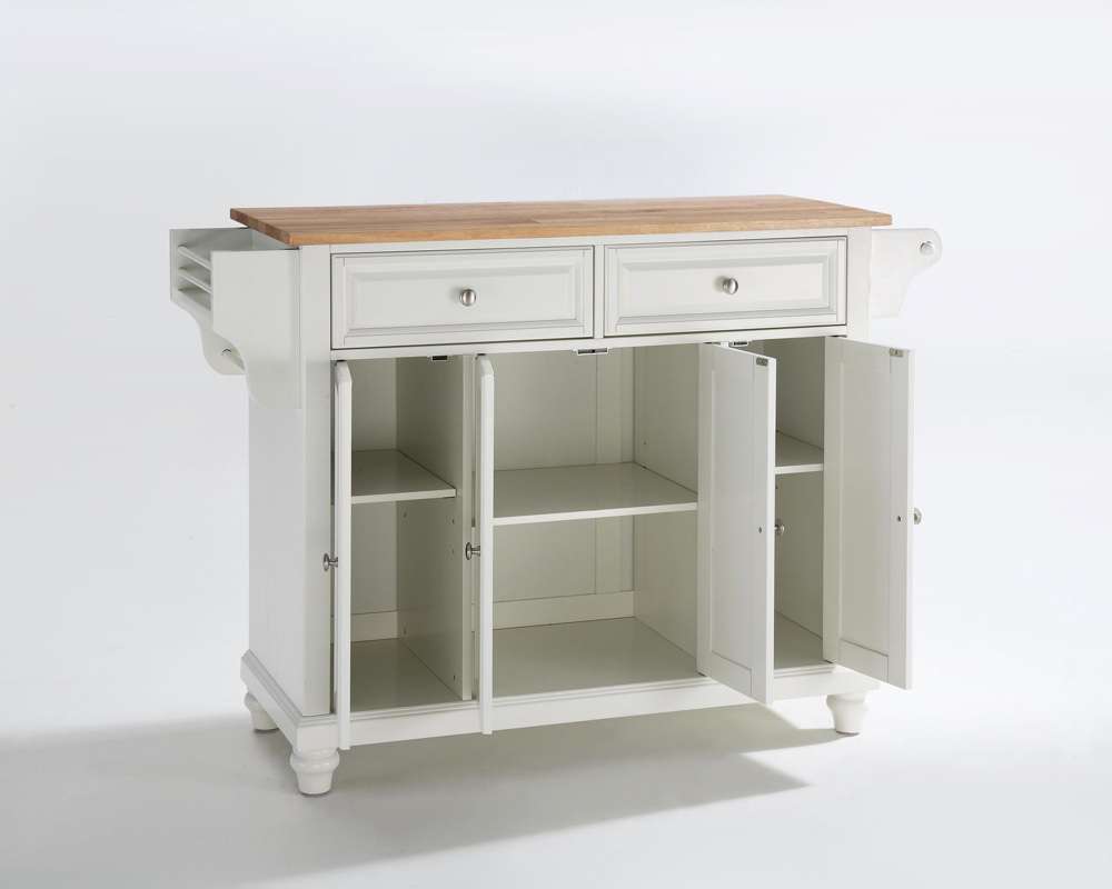 Crosley Furniture - Cambridge Natural Wood Top Kitchen Island in White Finish - KF30001DWH veiw 4