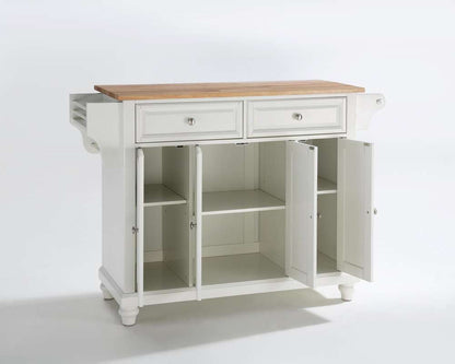 Crosley Furniture - Cambridge Natural Wood Top Kitchen Island in White Finish - KF30001DWH veiw 4