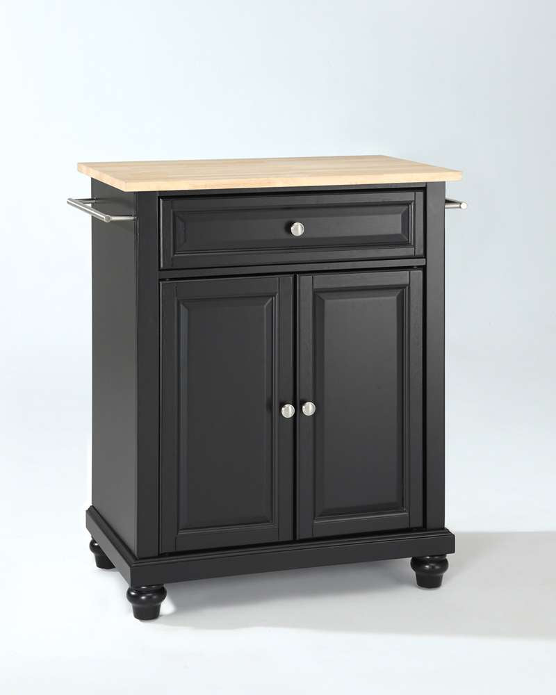 Crosley Furniture - Cambridge Natural Wood Top Portable Kitchen Island in Black Finish - KF30021DBK veiw 1