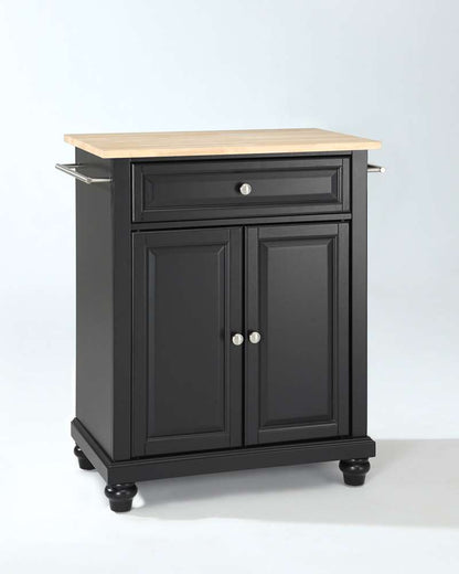 Crosley Furniture - Cambridge Natural Wood Top Portable Kitchen Island in Black Finish - KF30021DBK veiw 1