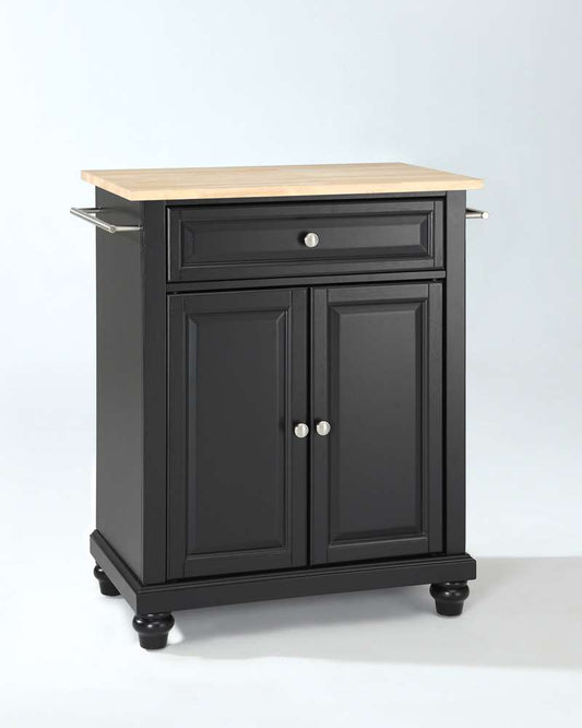 Crosley Furniture - Cambridge Natural Wood Top Portable Kitchen Island in Black Finish - KF30021DBK veiw 1
