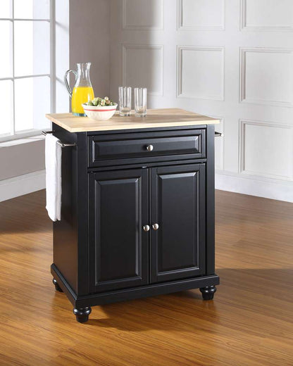 Crosley Furniture - Cambridge Natural Wood Top Portable Kitchen Island in Black Finish - KF30021DBK veiw 2