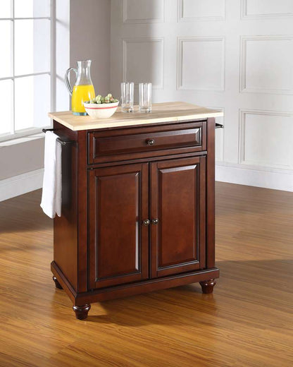 Crosley Furniture - Cambridge Natural Wood Top Portable Kitchen Island in Vintage Mahogany Finish - KF30021DMA veiw 2