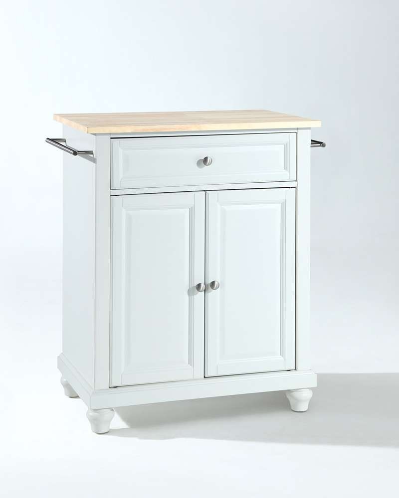 Crosley Furniture - Cambridge Natural Wood Top Portable Kitchen Island in White Finish - KF30021DWH veiw 1