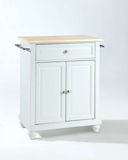 Crosley Furniture - Cambridge Natural Wood Top Portable Kitchen Island in White Finish - KF30021DWH veiw 1