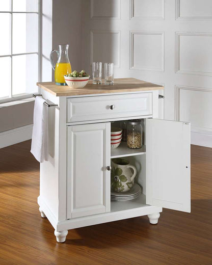 Crosley Furniture - Cambridge Natural Wood Top Portable Kitchen Island in White Finish - KF30021DWH veiw 3