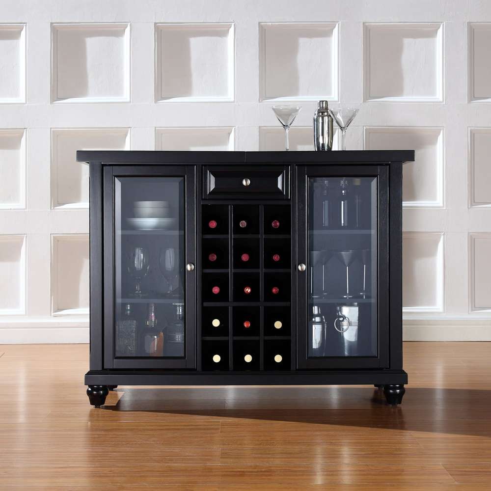 Crosley Furniture - Cambridge Sliding Top Bar Cabinet in Black Finish - KF40002DBK veiw 2
