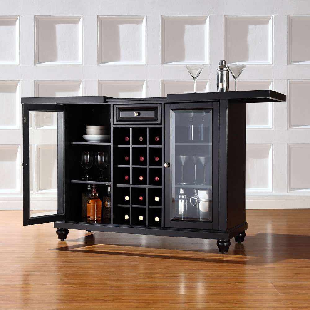 Crosley Furniture - Cambridge Sliding Top Bar Cabinet in Black Finish - KF40002DBK veiw 4