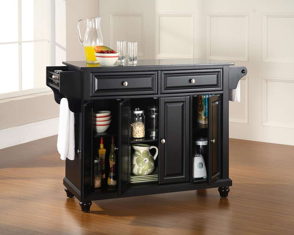 Crosley Furniture - Cambridge Solid Black Granite Top Kitchen Island in Black Finish - KF30004DBK veiw 4