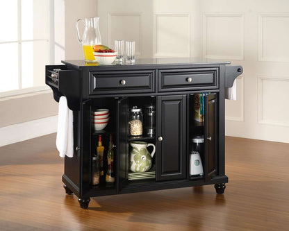 Crosley Furniture - Cambridge Solid Black Granite Top Kitchen Island in Black Finish - KF30004DBK veiw 4