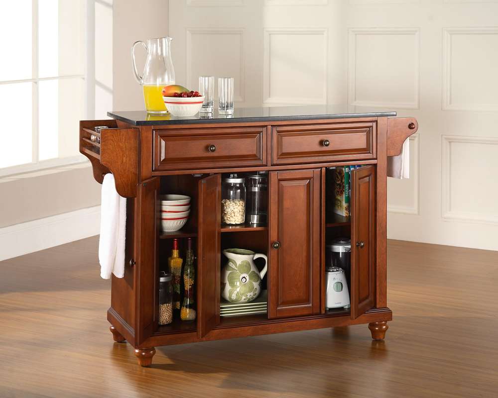 Crosley Furniture - Cambridge Solid Black Granite Top Kitchen Island in Classic Cherry Finish - KF30004DCH veiw 4