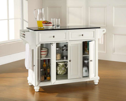 Crosley Furniture - Cambridge Solid Black Granite Top Kitchen Island in White Finish - KF30004DWH veiw 3