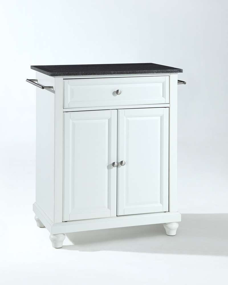 Crosley Furniture - Cambridge Solid Black Granite Top Portable Kitchen Island in White Finish - KF30024DWH veiw 1