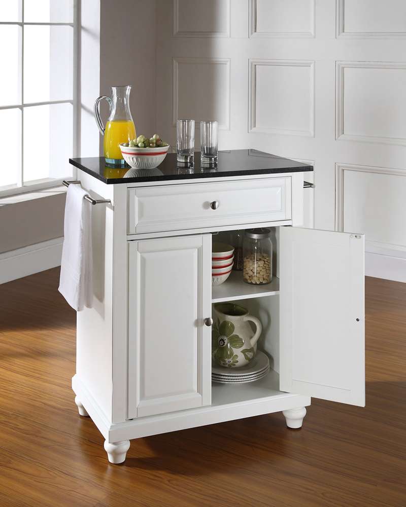 Crosley Furniture - Cambridge Solid Black Granite Top Portable Kitchen Island in White Finish - KF30024DWH veiw 2