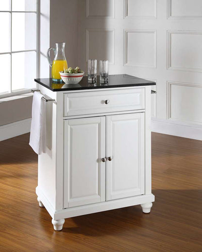 Crosley Furniture - Cambridge Solid Black Granite Top Portable Kitchen Island in White Finish - KF30024DWH veiw 3