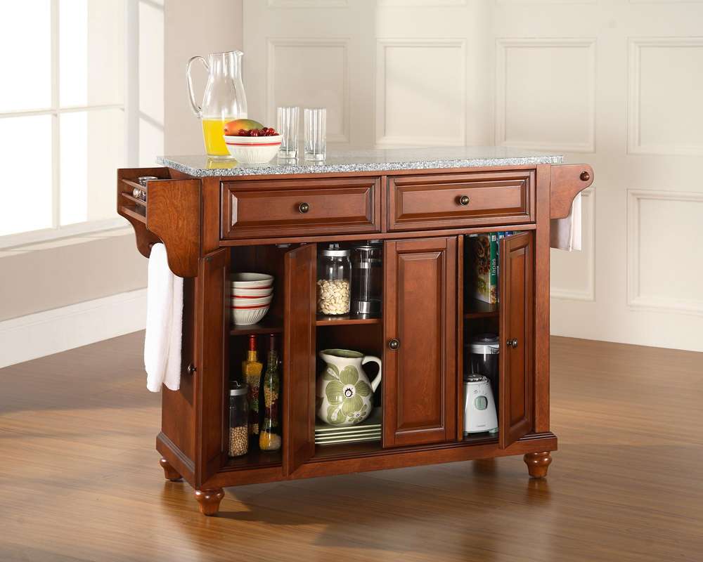 Crosley Furniture - Cambridge Solid Granite Top Kitchen Island in Classic Cherry Finish - KF30003DCH veiw 4