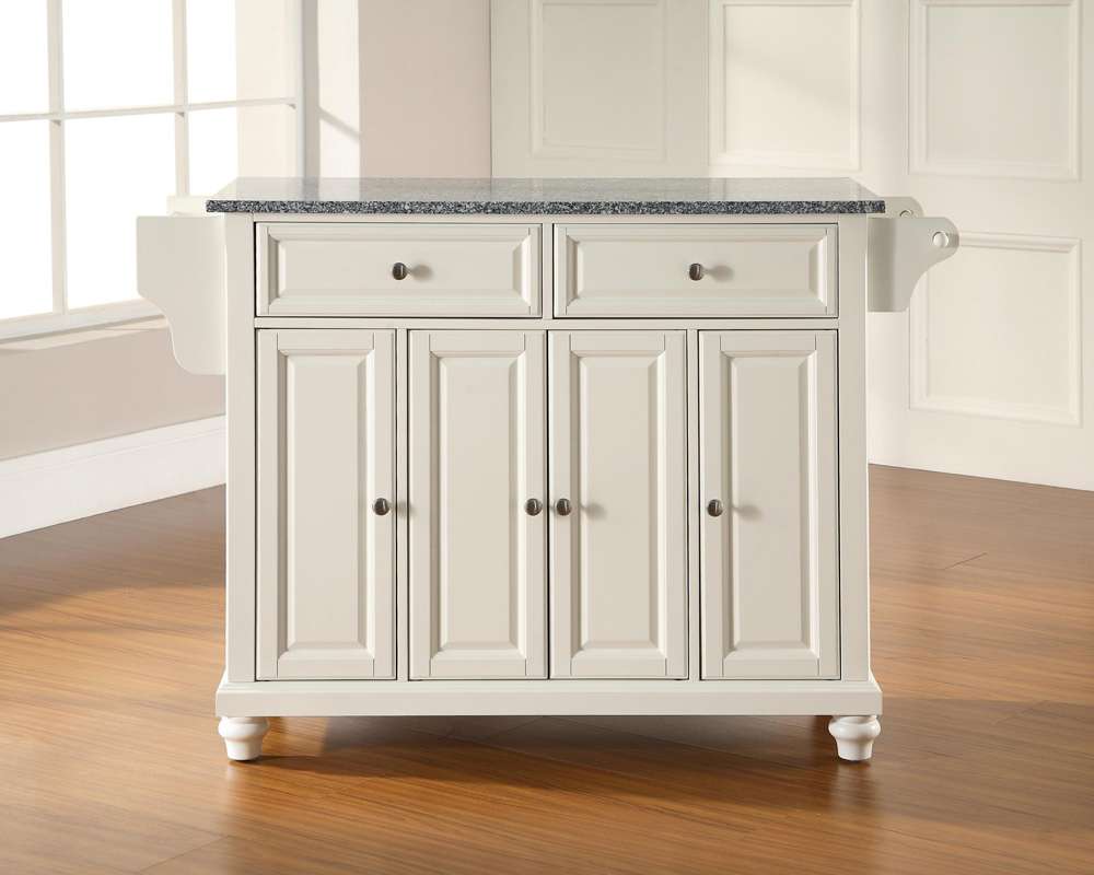 Crosley Furniture - Cambridge Solid Granite Top Kitchen Island in White Finish - KF30003DWH veiw 2