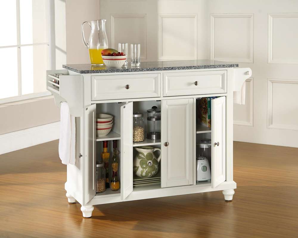 Crosley Furniture - Cambridge Solid Granite Top Kitchen Island in White Finish - KF30003DWH veiw 4