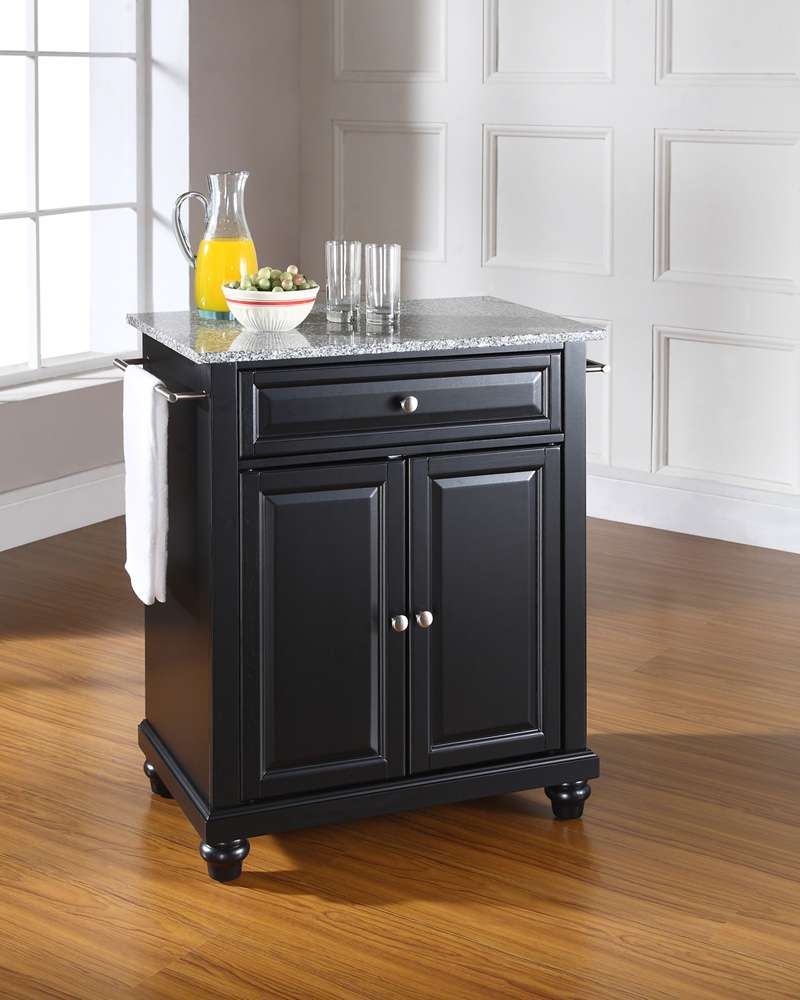 Crosley Furniture - Cambridge Solid Granite Top Portable Kitchen Island in Black Finish - KF30023DBK veiw 2