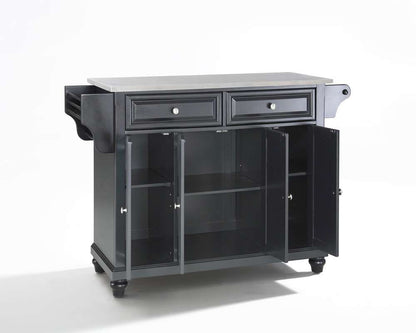 Crosley Furniture - Cambridge Stainless Steel Top Kitchen Island in Black Finish - KF30002DBK veiw 2