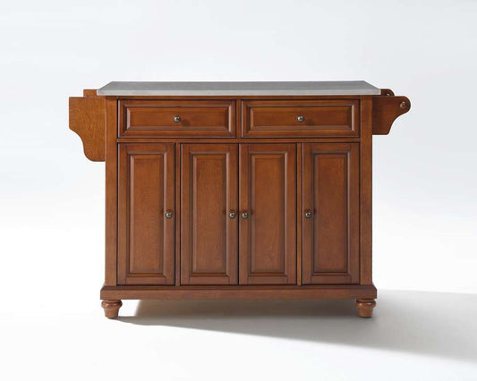 Crosley Furniture - Cambridge Stainless Steel Top Kitchen Island in Classic Cherry Finish - KF30002DCH veiw 1