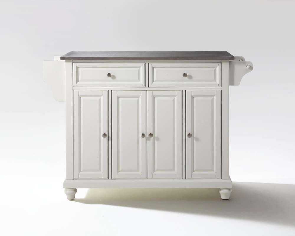 Crosley Furniture - Cambridge Stainless Steel Top Kitchen Island in White Finish - KF30002DWH veiw 1