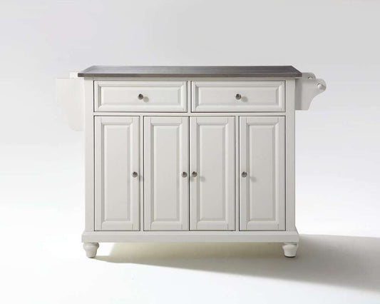 Crosley Furniture - Cambridge Stainless Steel Top Kitchen Island in White Finish - KF30002DWH veiw 1
