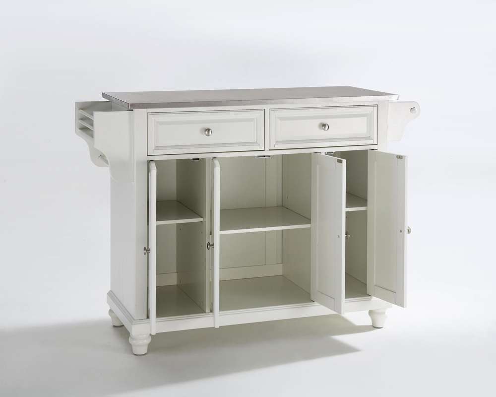 Crosley Furniture - Cambridge Stainless Steel Top Kitchen Island in White Finish - KF30002DWH veiw 2