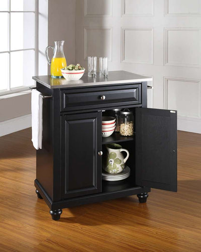 Crosley Furniture - Cambridge Stainless Steel Top Portable Kitchen Island in Black Finish - KF30022DBK veiw 3