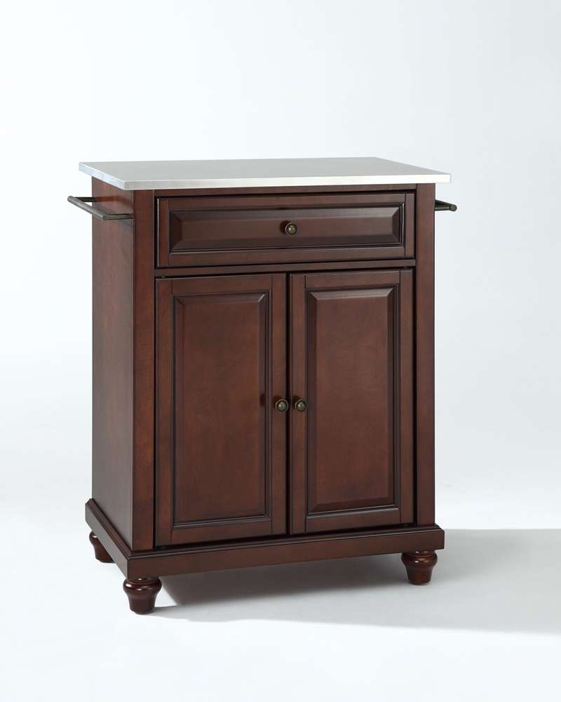 Crosley Furniture - Cambridge Stainless Steel Top Portable Kitchen Island in Vintage Mahogany Finish - KF30022DMA veiw 1