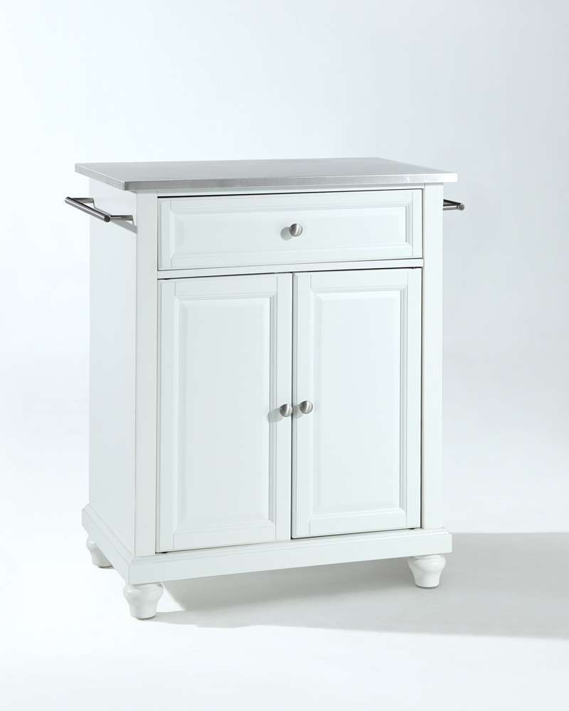 Crosley Furniture - Cambridge Stainless Steel Top Portable Kitchen Island in White Finish - KF30022DWH view 1