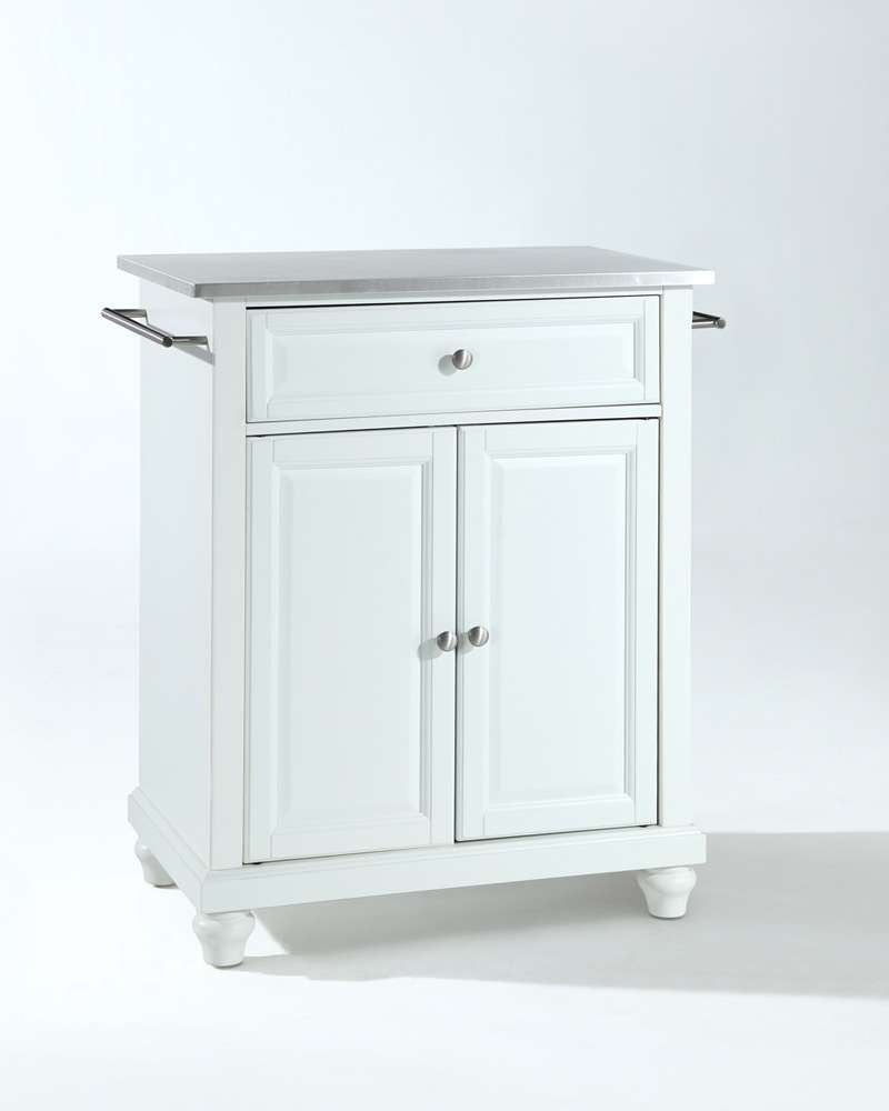 Crosley Furniture - Cambridge Stainless Steel Top Portable Kitchen Island in White Finish - KF30022DWH veiw 1