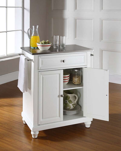 Crosley Furniture - Cambridge Stainless Steel Top Portable Kitchen Island in White Finish - KF30022DWH veiw 3