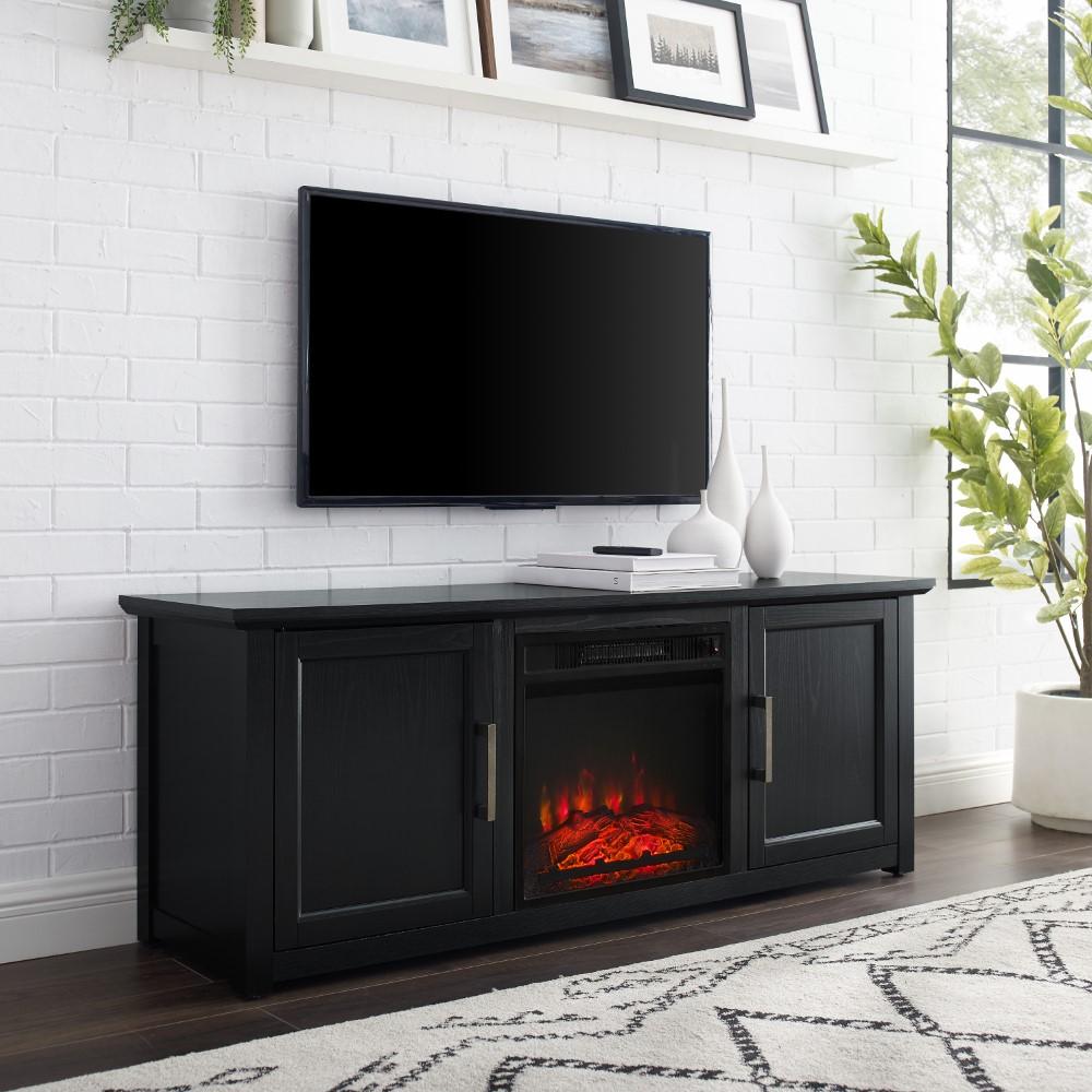 Crosley Furniture - Camden 58in Low Profile Tv Stand With Fireplace Black - KF100558BK veiw 8